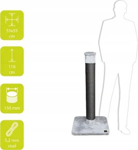 EBI DRAPAK SŁUPEK 55x55x115cm JASNY SZARY 431/431108 - Drapaki dla kotów - miniaturka - grafika 1