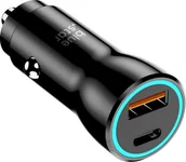 Ładowarki samochodowe - Ładowarka Blue Star BLUE STAR ładowarka samochodowa 3A 25W Typ C + USB A PD QC3.0 AFC PPS czarna - miniaturka - grafika 1