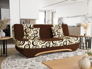 Sofa rozkładana LOANA – brązowa / wzór beżowy - Sofy i kanapy - miniaturka - grafika 1