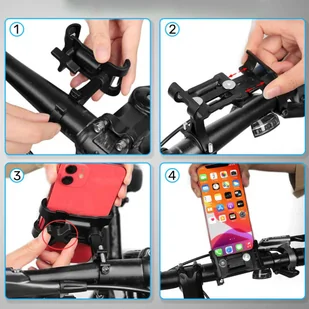 Uchwyt rowerowy Alogy Metal Bike Holder do telefonu na kierownicę na rower motor hulajnoga Czarny + Pasek bezpieczeństwa - Akcesoria rowerowe - miniaturka - grafika 8