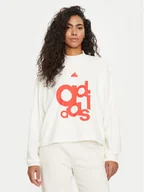 Bluzy damskie - adidas Bluza French Terry Print IS4284 Biały Loose Fit - miniaturka - grafika 1