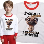 Piżamy dla dziewczynek - Piżama dziecięca Życie Jest Lepsze Z Klopsem Mopsem Pies Mops Pug 86/92 - VoloDonum - miniaturka - grafika 1