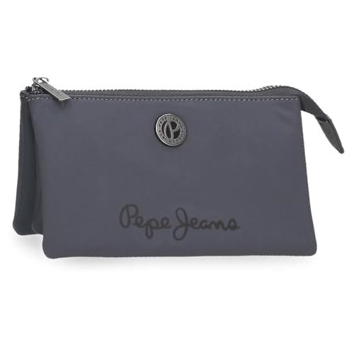 Pepe Jeans Corin Portfel Trzykomorowy Szary 17,5x9,5x2 cm Poliester i PU 0,33 l by Joumma Bags, Szary, Talla única, Portfel z trzema przegródkami