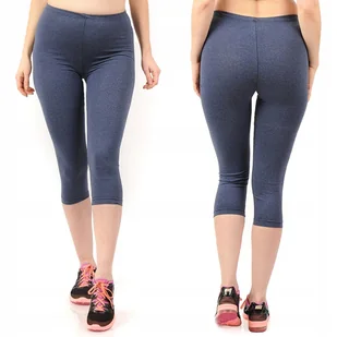 Legginsy damskie 3/4 krótkie Polskie bawełniane Getry Jeans L - Legginsy - miniaturka - grafika 1
