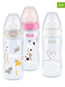 Butelki dla niemowląt - NUK Butelki (3 szt.) "First Choice+" w kolorze szaro-różowym - 3x 300 ml, roz. 1 - miniaturka - grafika 1