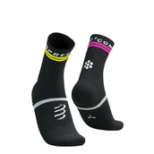 Skarpetki sportowe męskie - COMPRESSPORT Skarpetki do biegania PRO MARATHON SOCKS V2.0 black/safe yellow/neo pink - miniaturka - grafika 1