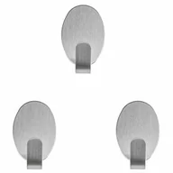 Wieszaki i stojaki - Fackelmann 61441 haczyki do przyklejenia Ellipse wykonana ze stali nierdzewnej, 3 sztuki, srebrny, 4,1 x 2,4 x 2 cm 61441 - miniaturka - grafika 1