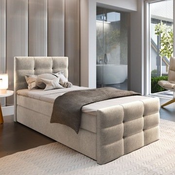 Łóżko Amon 100 Pojedyncze pikowane Materac Bonell z pojemnikiem Młodzieżowe