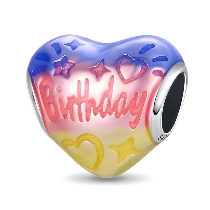 Zawieszka Charms SREBRO 925 Koralik Serce Urodziny Birthday