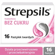 Suplementy naturalne - Reckitt Benckiser Healthcare STREPSILS BEZ CUKRU O smaku truskawkowym 16 past 4651311 - miniaturka - grafika 1