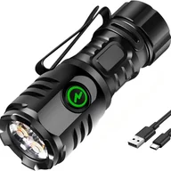 Latarki - Miniaturowa latarka typu C, ładowalna, lekka, idealna do napraw, biwakowania i wędkowania, czarna. - miniaturka - grafika 1