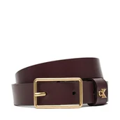 Paski - Pasek Damski Calvin Klein Square Buckle Ck Loop 25Mm LV04F7050G Bordowy - miniaturka - grafika 1