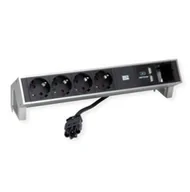 Gniazdka elektryczne - BACHMANN DESK2 4x styk uziemiający 1x ładowarka USB, aluminium - miniaturka - grafika 1