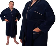 Szlafroki damskie - Szlafrok męski DLA PUSZYSTEGO PANA BAWEŁNA FROTTE r. 6XL Granat - miniaturka - grafika 1