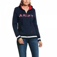 Kurtki jeździeckie - ARIAT Bluza damska LOGO FULL ZIP SS20 - navy/team - miniaturka - grafika 1
