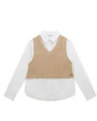 Koszule damskie - Guess Koszula Dziewczęca Z Biała Z Beżowym Sweterkiem 125-135 Gna - GUESS - miniaturka - grafika 1