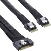 Kable komputerowe i do monitorów - InLine InLine® Slim SAS cable, SFF-8654 8i to 2x SFF-8654 4i, 0.5m - miniaturka - grafika 1
