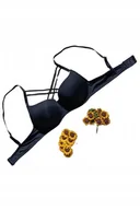 Biustonosze - TRENDYOL CZARNY PUSH UP BIUSTONOSZ Z OZDOBNYMI PASKAMI 75B OPA - miniaturka - grafika 1