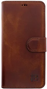 Burkley Skórzane etui na telefon komórkowy iPhone 12 Pro Max, skórzane etui na telefon komórkowy z zamknięciem magnetycznym, ochrona 360°, podpórka i przegródka na karty (brązowy siodłowy) - Etui i futerały do telefonów - miniaturka - grafika 1