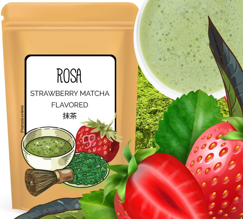 Matcha Truskawkowa Strawberry Zielona Herbata o Smaku Truskawki 50g Doypack LEOTEA