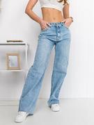 Spodnie damskie - Niebieskie spodnie jeansowe damskie wide leg Denley G7856 - miniaturka - grafika 1