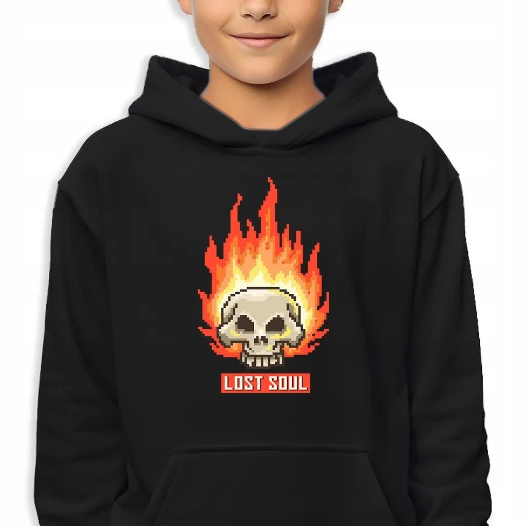 Bluza Dziecięca Z Kapturem Czarna Lost Soul Wysoka Jakość Mix Wzorów 152 Cm