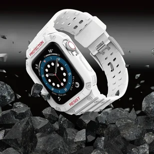 Protect Strap Band opaska z etui do Watch 7 / 6 / 5 / 4 / 3 / 2 / SE (41 / 40 / 38mm) obudowa pancerny pokrowiec na zegarek biały - Etui i futerały do telefonów - miniaturka - grafika 6