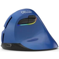 Myszki - Delux M618 Mini Blue Pionowa ergonomiczna myszka bezprzewodowa RGB niebieska - miniaturka - grafika 1