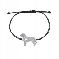 Bransoletki - Bransoletka Srebro 925 z psem Hiszpański Pies Dowodny sznurek GRAWER GRATIS - miniaturka - grafika 1
