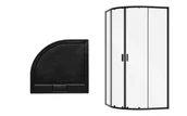 Kabiny prysznicowe - Kabina prysznicowa Besco Zarya 90x90 półokrągła czarny mat z brodzikiem Axim czarny ZB-AXS90-190 - miniaturka - grafika 1