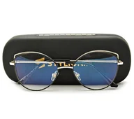 Okulary korekcyjne, oprawki, szkła - Czarno-srebrne okulary do komputera Damskie zerówki kocie oczy z antyrefleksem 2527-7 - miniaturka - grafika 1