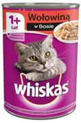 Whiskas mokra karma w puszce dla kota, z wołowiną w sosie - 24 x 400 g
