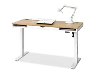 Biurka - BIURKO REGULOWANE Z PÓŁKAMI OTSO DĄB BIAŁY STELAŻ - miniaturka - grafika 1