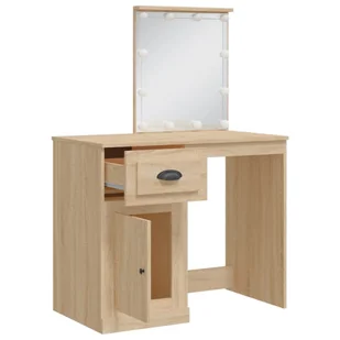 Toaletka z lampkami LED, dąb sonoma, 90x42x132,5 cm  Lumarko! - Toaletki - miniaturka - grafika 5