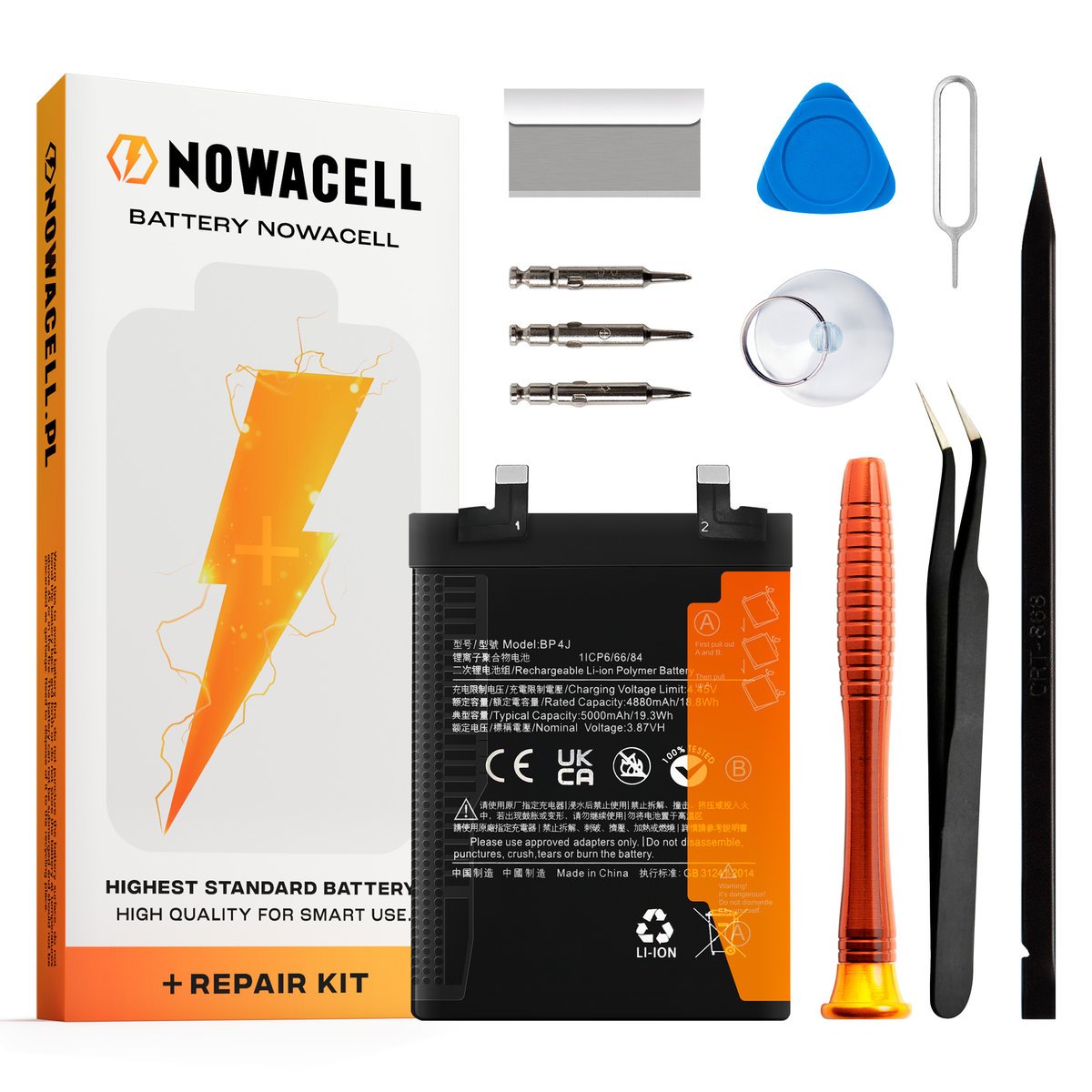 Bateria BP4J do Xiaomi Redmi Note 12 Pro Plus, 5000 mAh, Zestaw Naprawczy