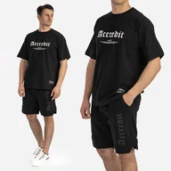 Majtki męskie - Komplet dresowy Sportowy Czarny Koszulka i Spodenki Bawełna Accredit S Czarny - miniaturka - grafika 1