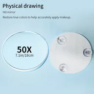 Lusterka do makijażu - TEMU 7,1-calowe Ulepszone Lusterko Powiększające 50X z Przyssawką - HD Lustro do Makijażu z Regulowanym Kątem, Bezdrutowe Montaż na Ścianie/Okiennym - miniaturka - grafika 1