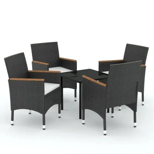 Zestaw mebli ogrodowych czarny, stół 80x80x74 cm, krzesła 52x57x84 cm