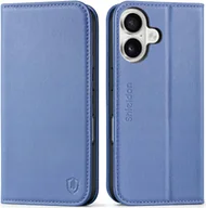 Portfele - Shieldon naturalne skórzane etui z klapką do iPhone 16 portfel Rfid fiolet - miniaturka - grafika 1