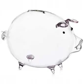 Skarbonki - SKARBONKA ŚWINKA DEKORACYJNA SZKLANA USZY DUŻA - miniaturka - grafika 1