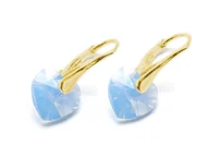Kolczyki - Kolczyki pozłacane srebro 925 z kryształami Swarovski Serca 10mm Air Blue Opal - miniaturka - grafika 1