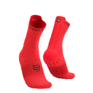 Skarpetki sportowe męskie - COMPRESSPORT Skarpetki do biegania trailowe PRORACING SOCKS V4 TRAIL fluo red/black - miniaturka - grafika 1