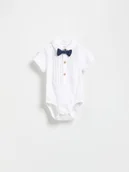 Body - Reserved - Bawełniane body z muszką - biały - miniaturka - grafika 1