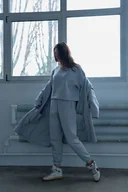 Płaszcze damskie - Płaszcz NORTH z kieszeniami szary melanż - miniaturka - grafika 1