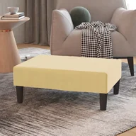 Pufy i podnóżki - shumee shumee Podnóżek kremowy 78x56x32 cm tapicerowany aksamitem - miniaturka - grafika 1