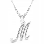 Naszyjniki - Naszyjnik Srebrny z Literką M Alfabet Inicjał Duża Litera Imię SREBRO 925 - miniaturka - grafika 1