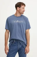Koszulki męskie - G-Star Raw t-shirt bawełniany męski kolor niebieski z nadrukiem - miniaturka - grafika 1