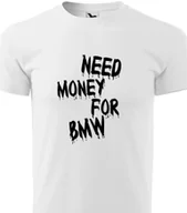 Piżamy damskie - Piżama Męska Biała Koszulka + Szare Spodenki NEED MONEY FOR BMW Wzory - XL - miniaturka - grafika 1