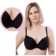 Biustonosze - Biustonosz Lemax Leila usztywniany czarny gładki stanik plunge - 80F - miniaturka - grafika 1