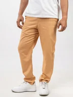 Spodnie męskie - Spodnie Chino Materiałowe Męskie Bawełniane Jasny Brąz Hafty Jigga Wear M - miniaturka - grafika 1